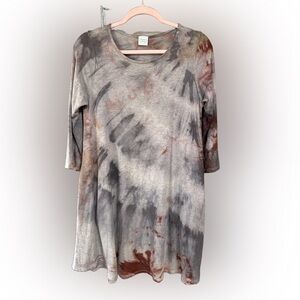 Christine Shirley Tie Dye Purple Grey Unique Bamboo Dress w/ pockets, Size Small